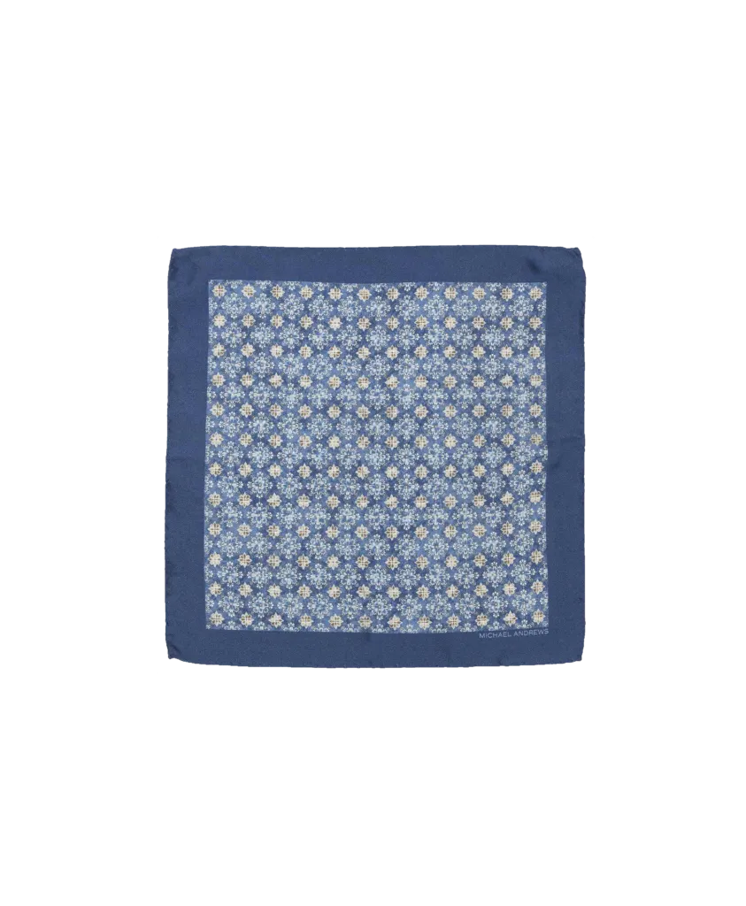 Navy Kaleidoscope Medallion Pocket Square | He Spoke Style