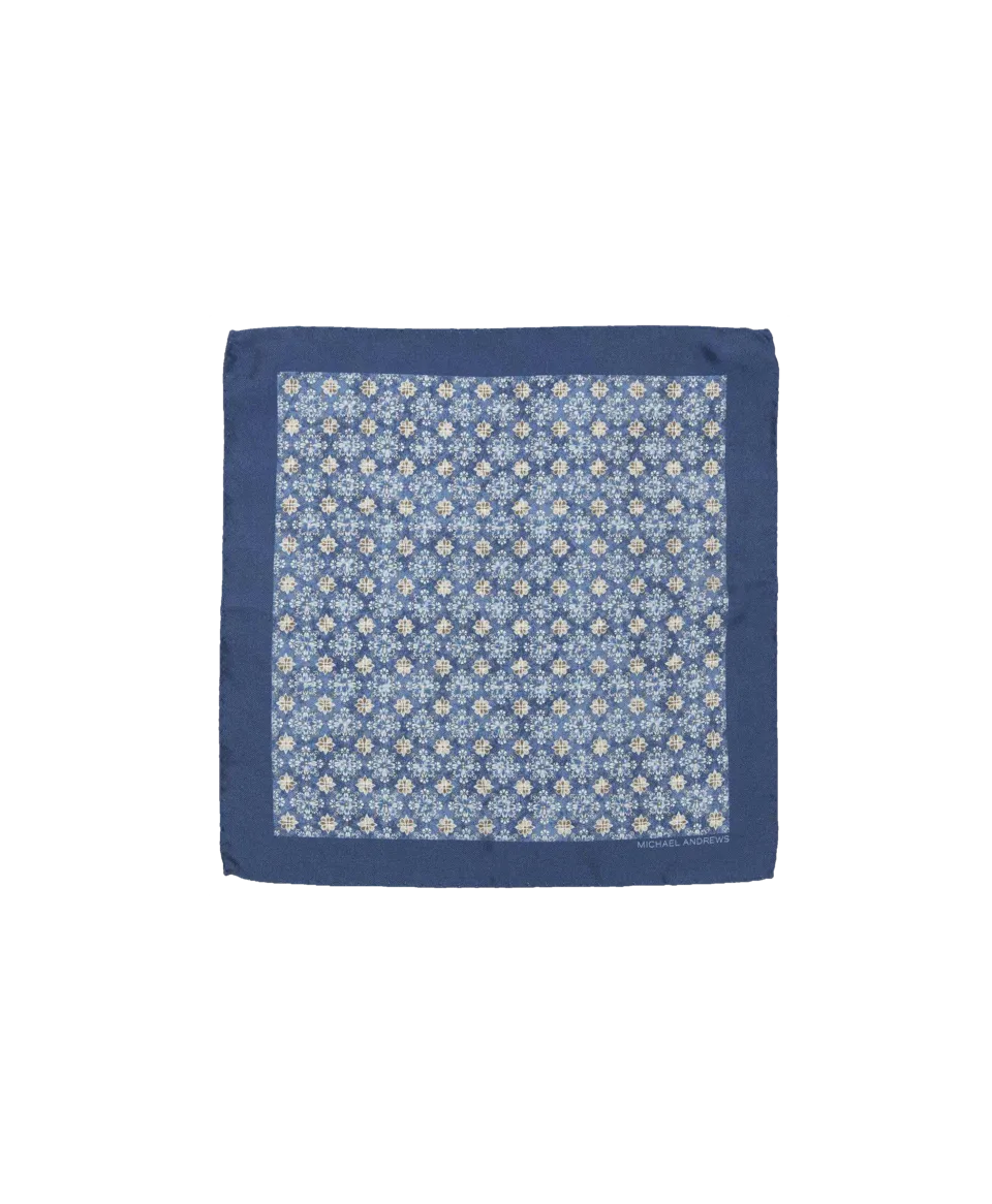 Navy Kaleidoscope Medallion Pocket Square | He Spoke Style