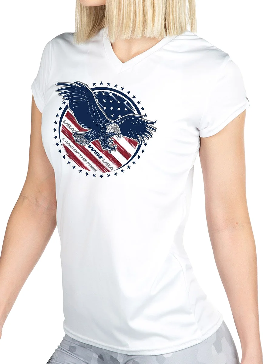 NEW! Women's Land of the Free Microtech T-shirts by WSI Made in USA 704WLSSWL