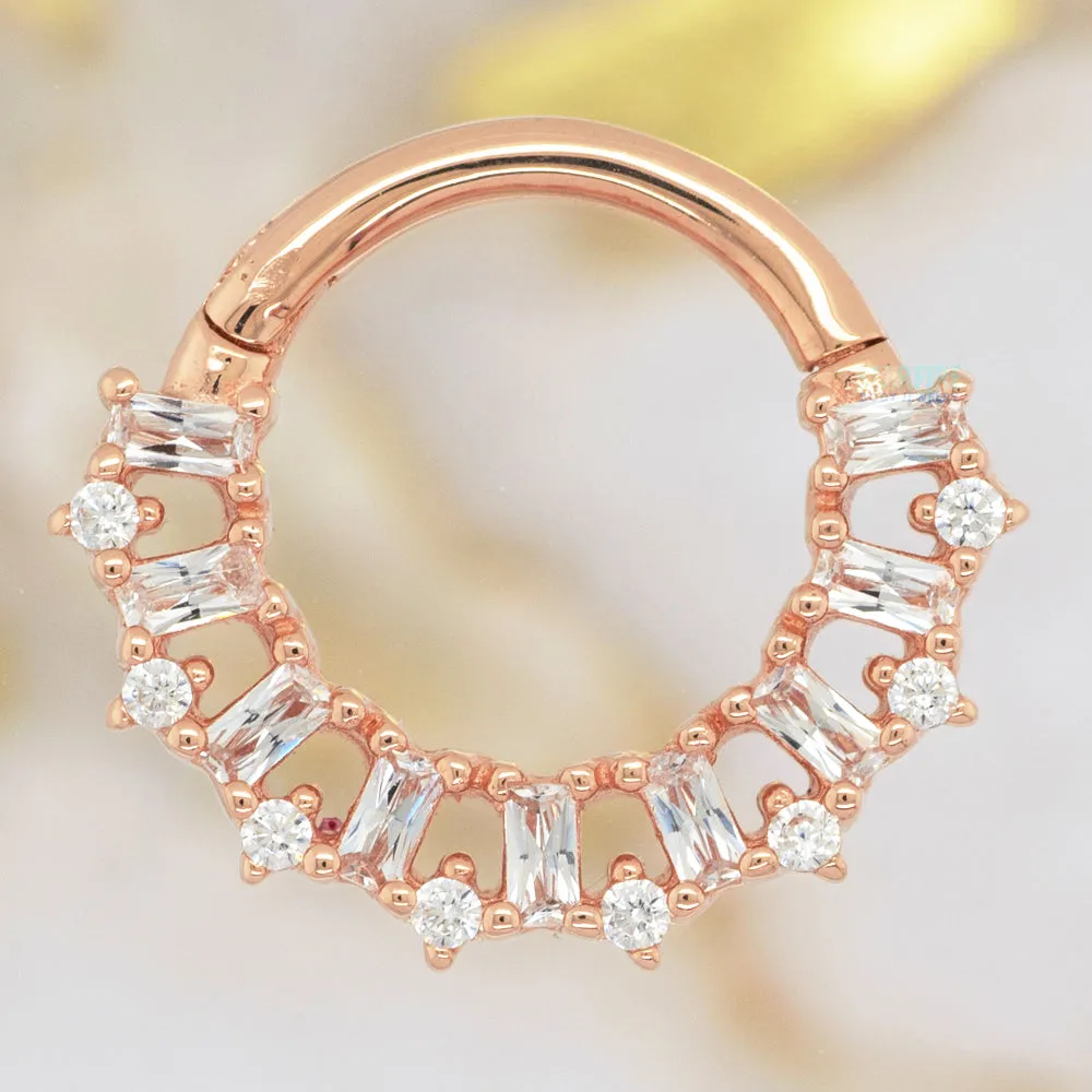 Obsessed Hinge Ring / Clicker in Gold with CZ's