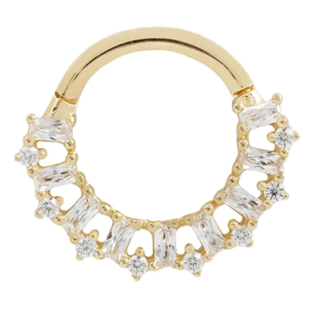 Obsessed Hinge Ring / Clicker in Gold with CZ's