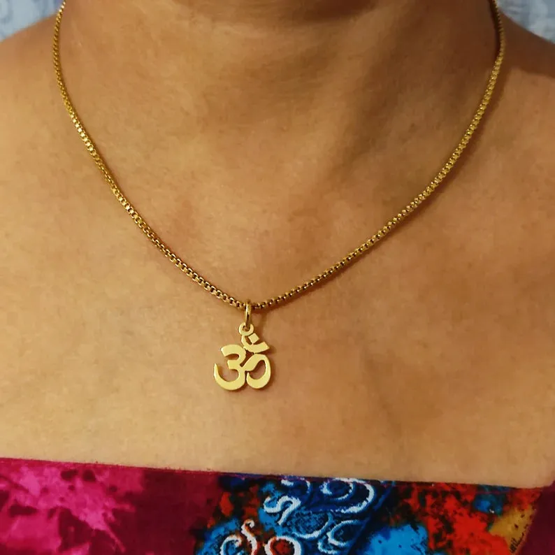 OM Pendant Necklace Gold Plated