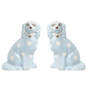 Pale Blue Staffordshire dogs Porcelain Large