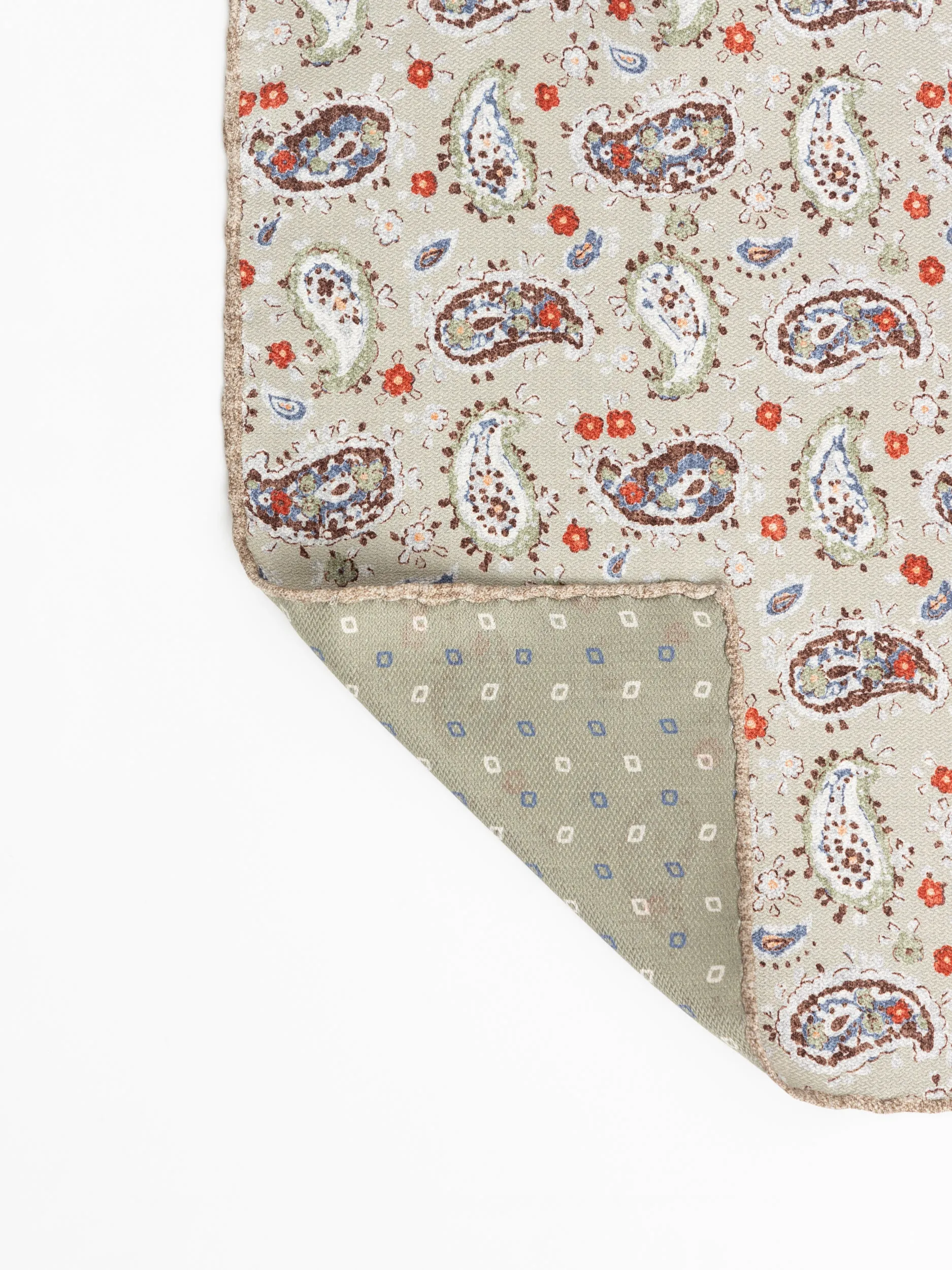 Paolo Albizzati Beige Paisley Pocket Square