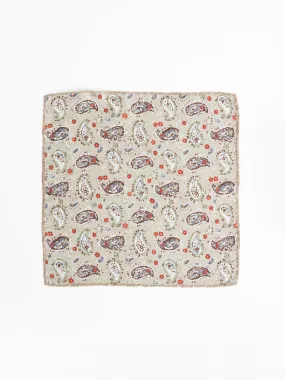 Paolo Albizzati Beige Paisley Pocket Square