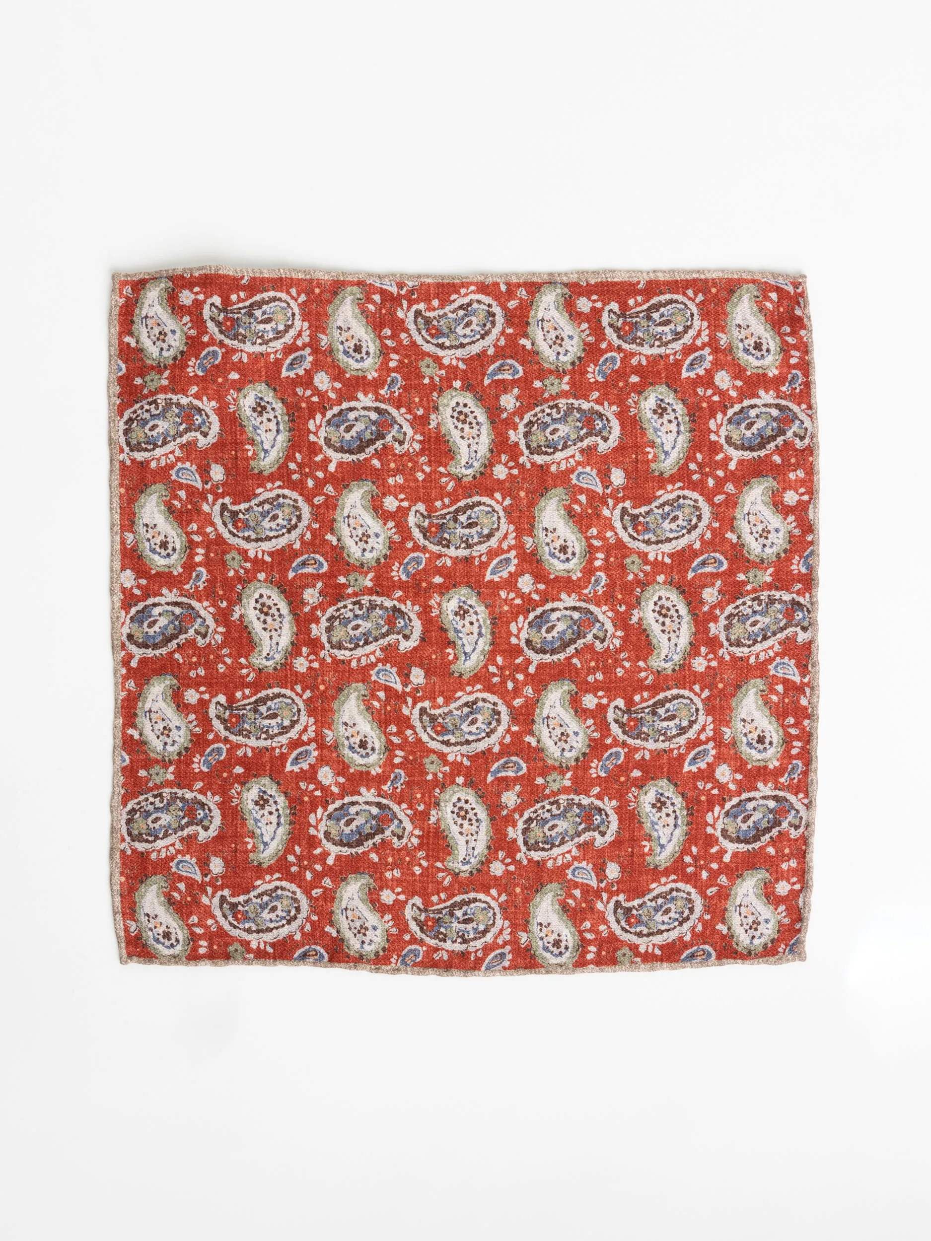 Paolo Albizzati Red Paisley Pocket Square