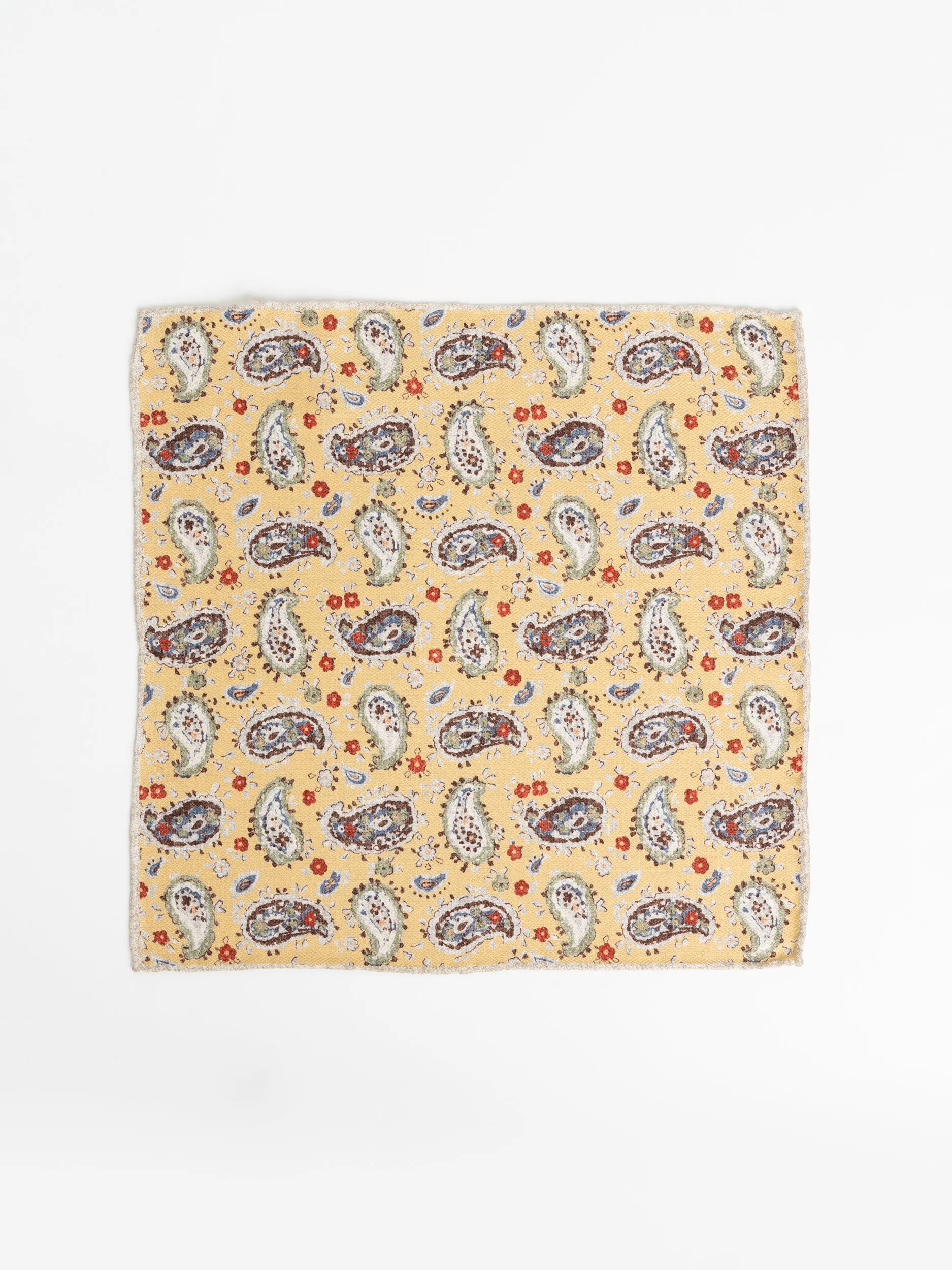 Paolo Albizzati Yellow Paisley Pocket Square