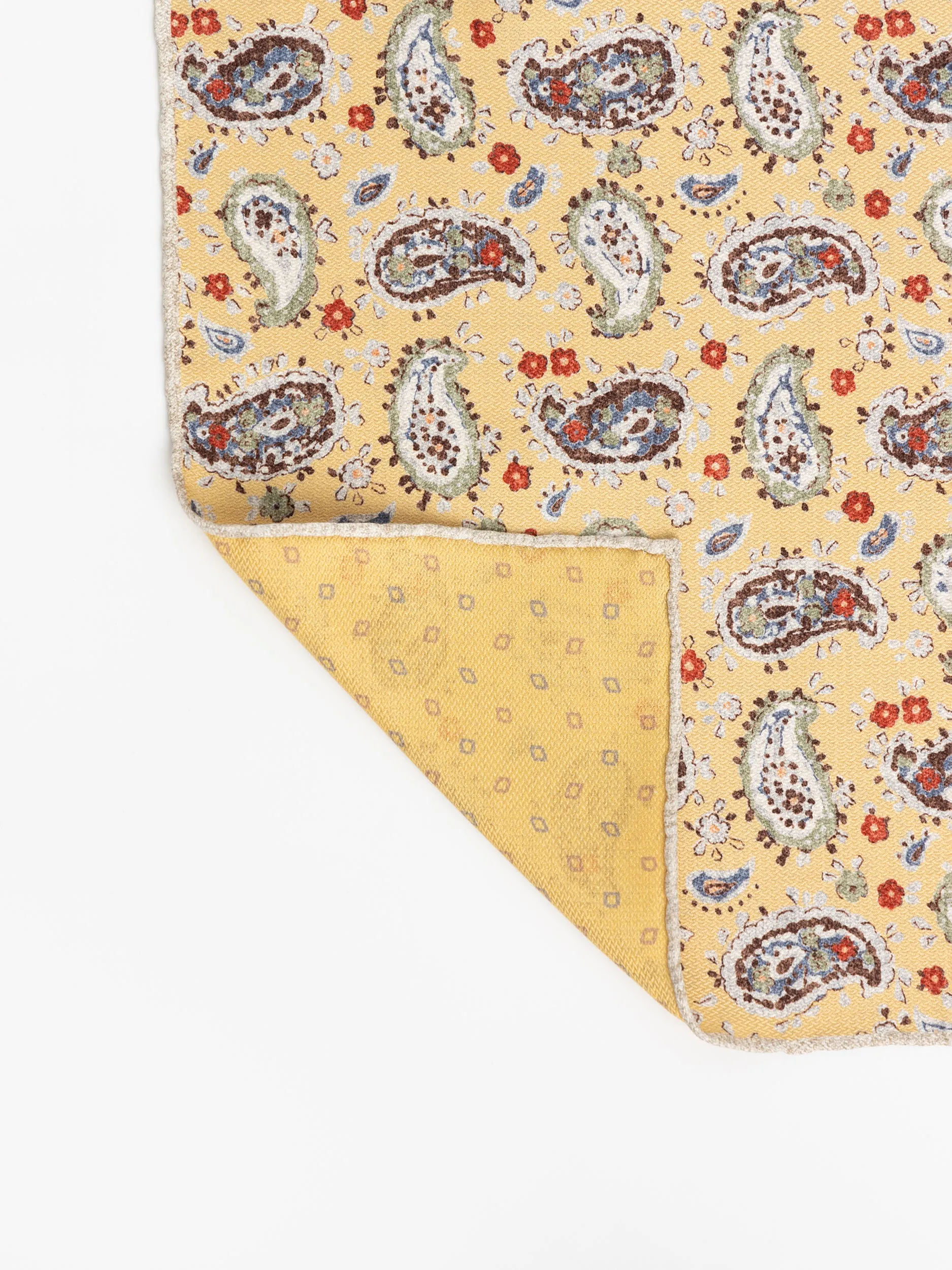 Paolo Albizzati Yellow Paisley Pocket Square