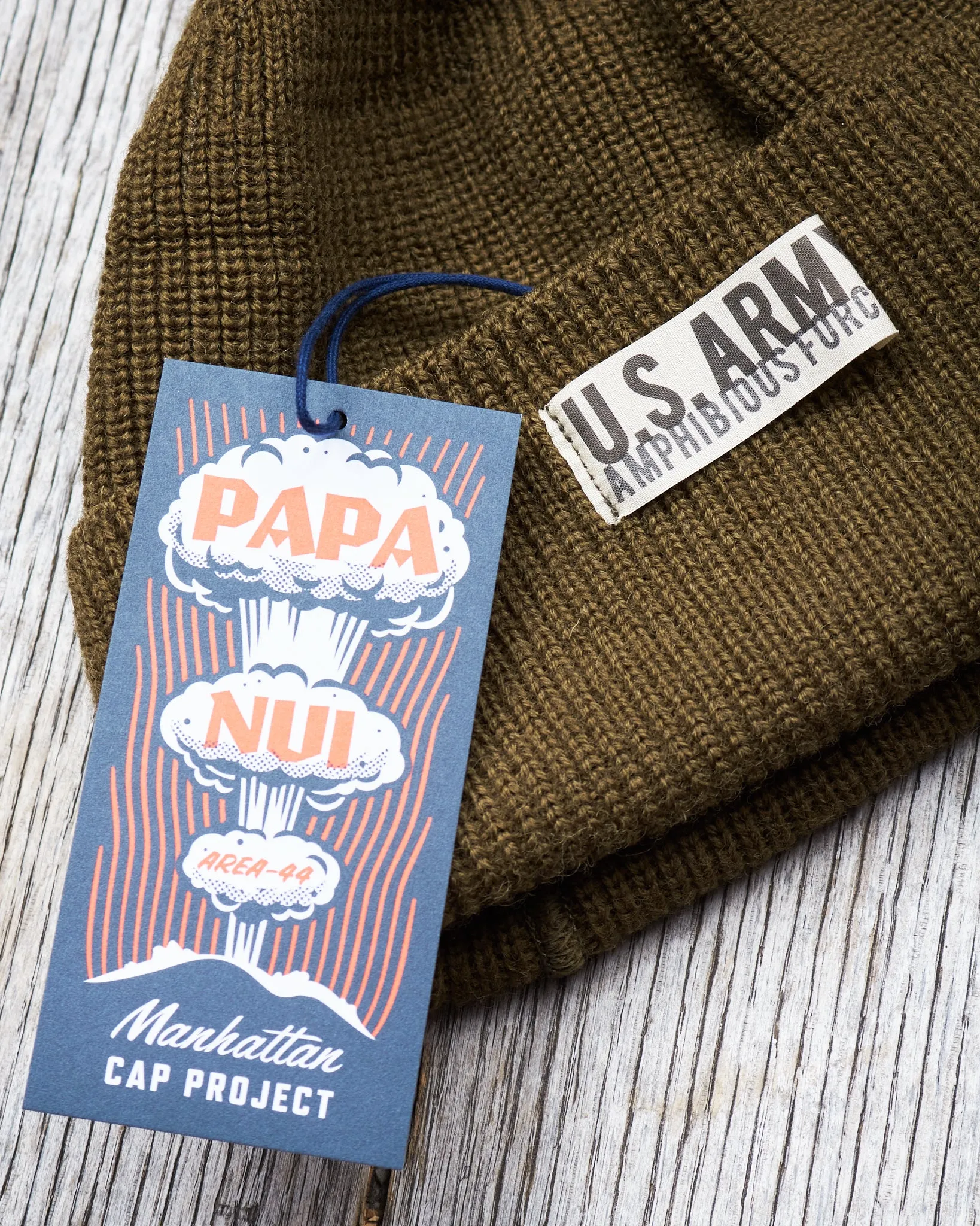 Papa Nui Cap Co. Amphibious Forces Watch Cap Khaki Wool