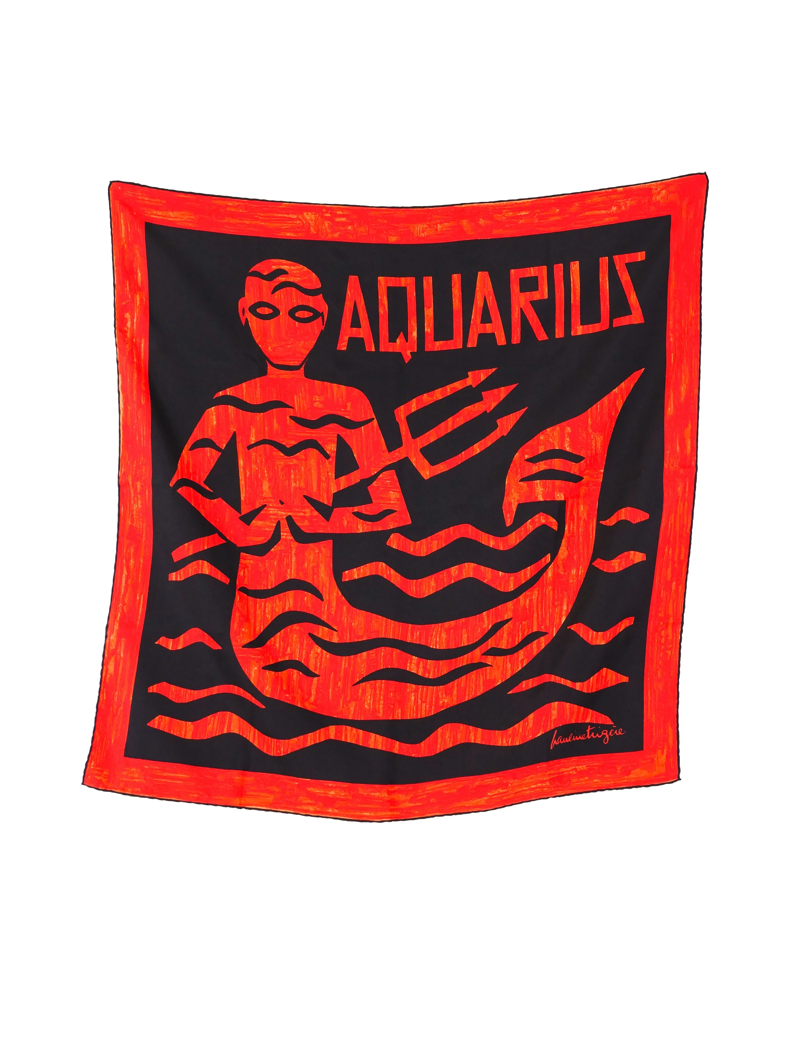 Pauline Trigere Aquarius Printed Silk Scarf