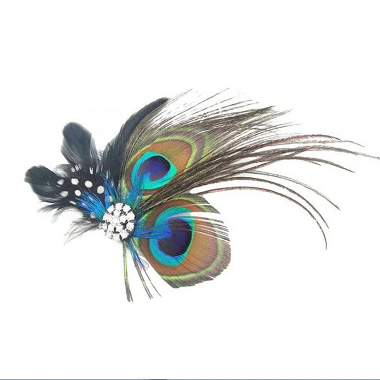 Peacock Feather Sparkling Rhinestones Bridal Wedding Hair Clip Head Accessory for Women Lady Beauty SM6