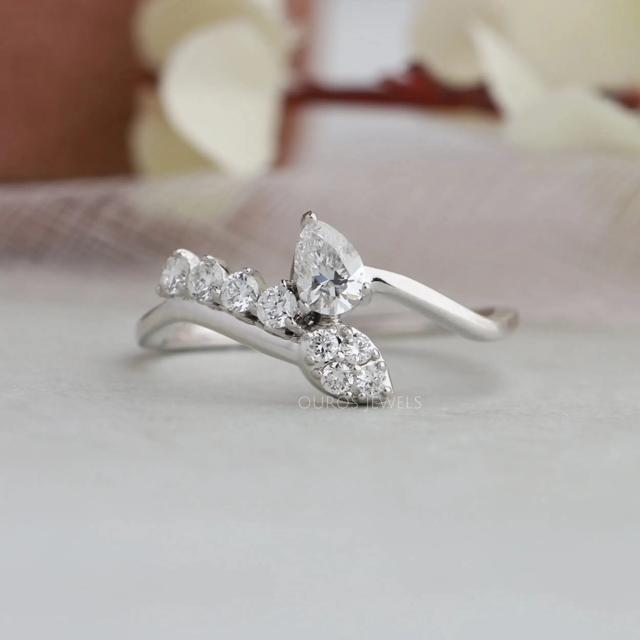 Pear Cut Lab Grown Diamond Bypass Ring