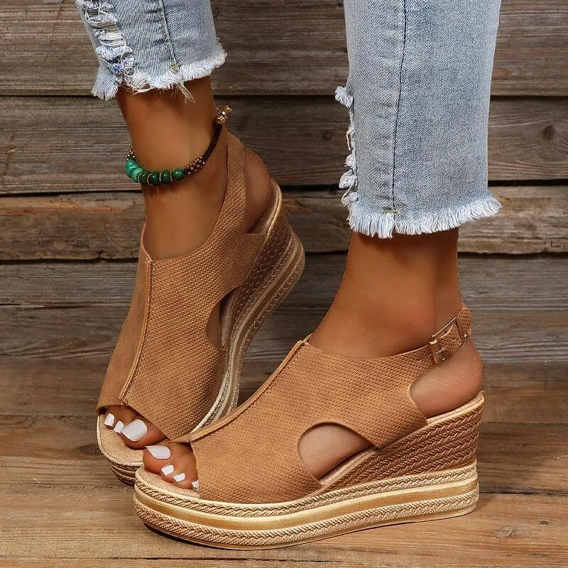 Peep Toe Wedge Sandals