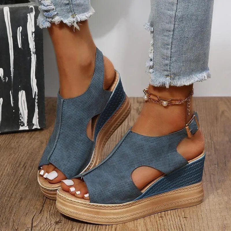 Peep Toe Wedge Sandals