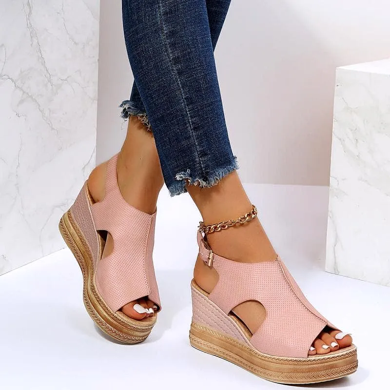 Peep Toe Wedge Sandals