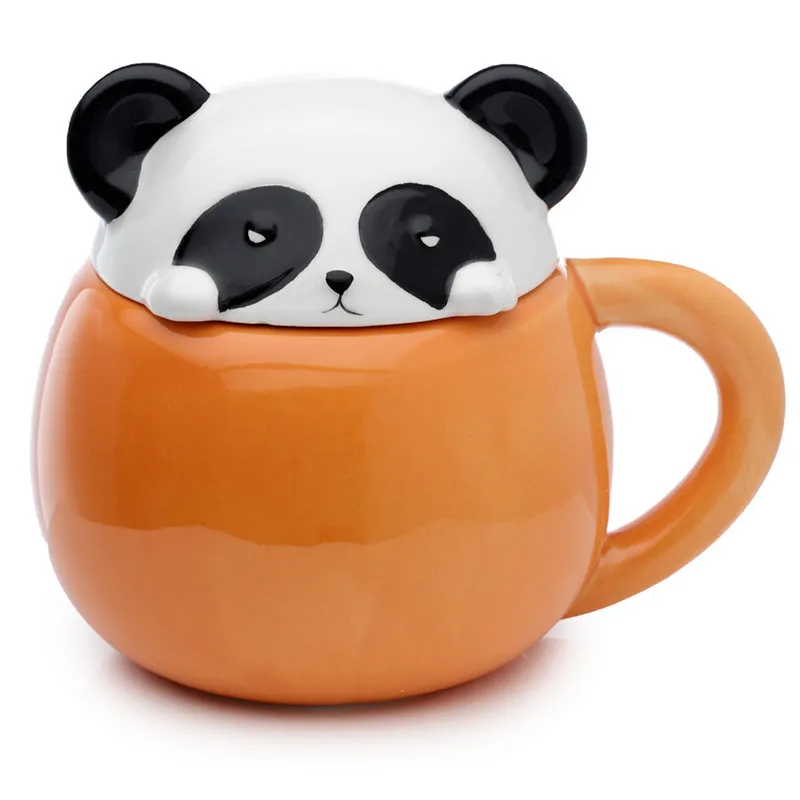 Peeping Lid Ceramic Lidded Animal Mug - Adoramals Panda LMUG06