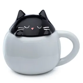 Peeping Lid Ceramic Lidded Animal Mug - Feline Fine Cat LMUG02