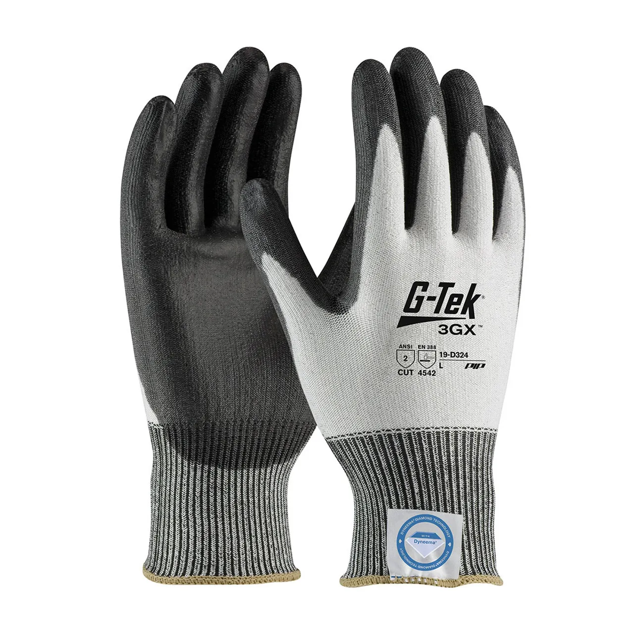 PIP Case of 72 Pair A2 Cut Level G-Tek 3GX Seamless Knit White Dyneema Work Gloves 19-D324