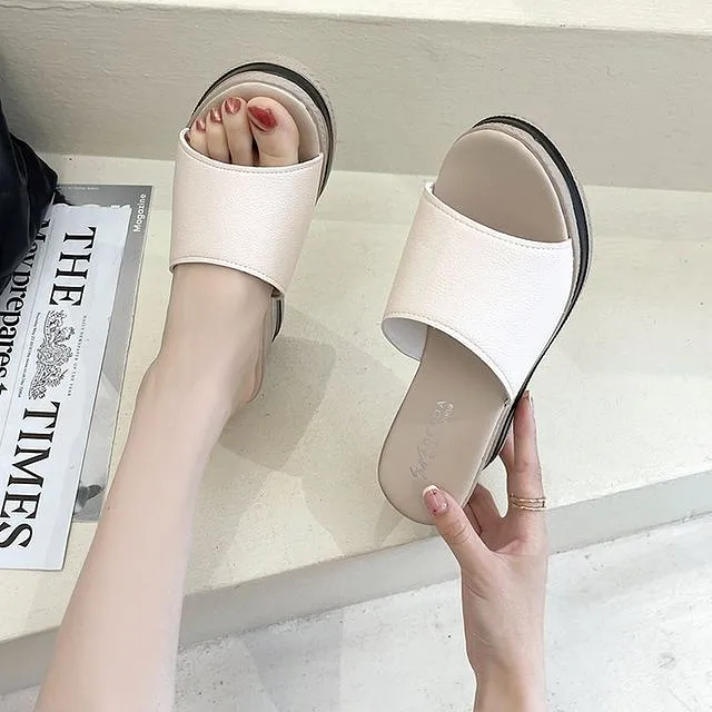 Platform Wedge-Heel Slide Sandals BL13