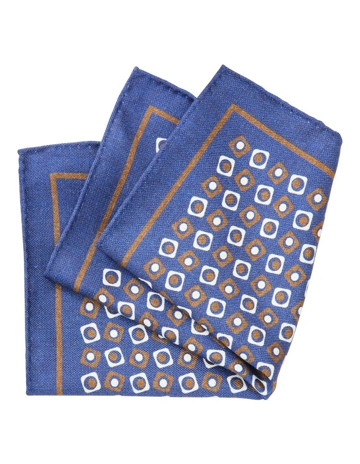 Pocket Square Geometric Print Handkerchiefs in Blue