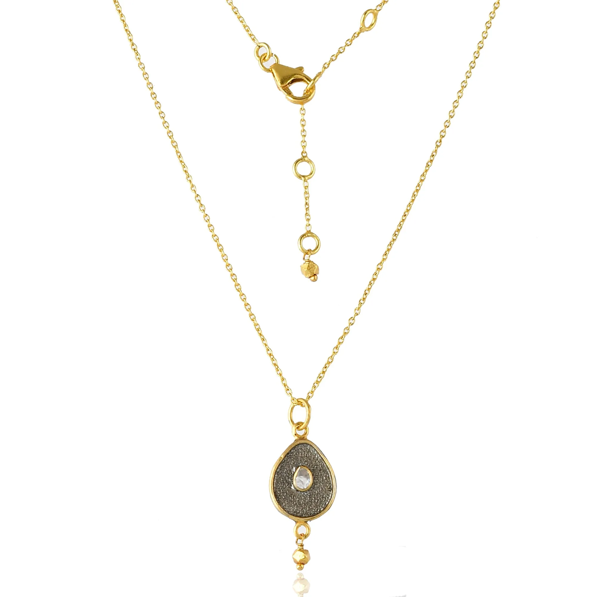 Polki Diamond Two Tone Pendant Necklace