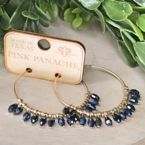 PP Hematite Beaded Dangle Gold Hoop Earrings