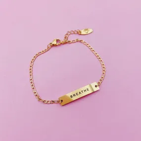 PRE-ORDER Lazer Engraved Custom Bar with Figaro Chain Bracelet