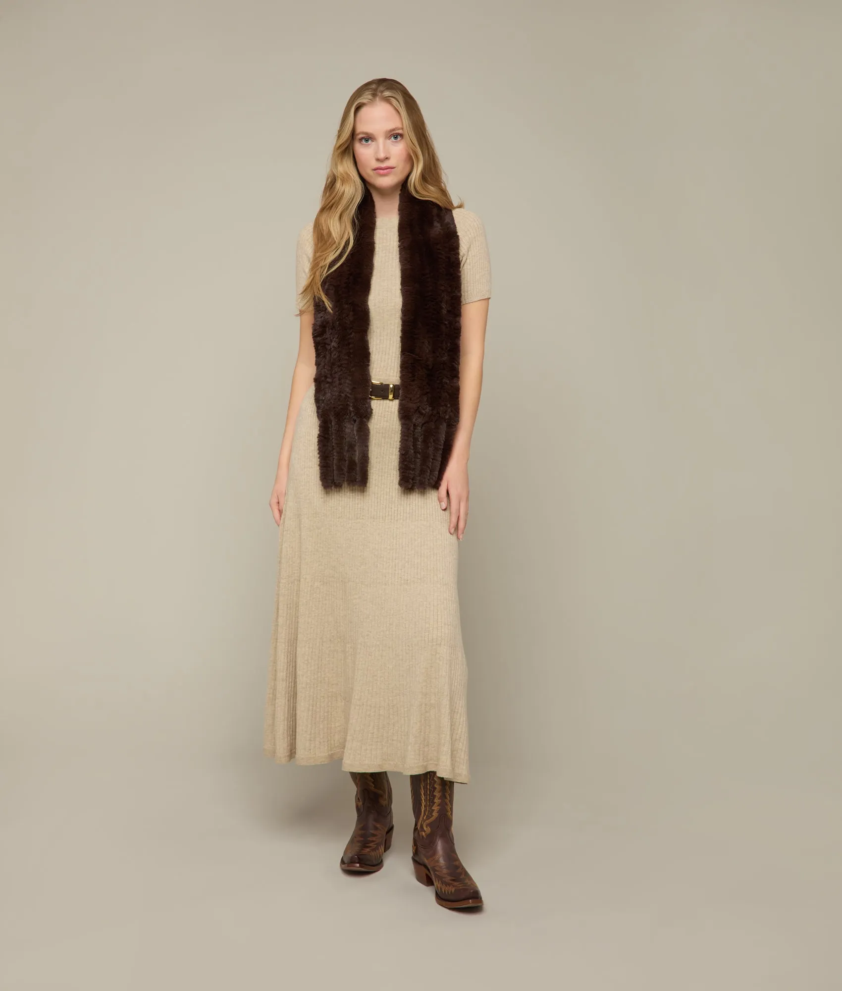 Rabbit Fur Scarf :: Brown