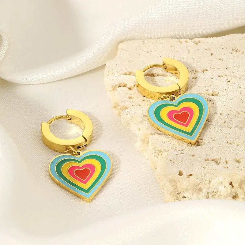 Rainbow Heart Earrings