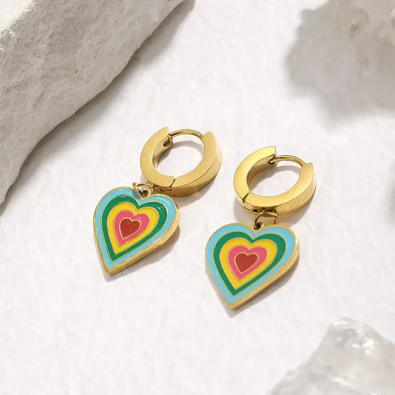 Rainbow Heart Earrings