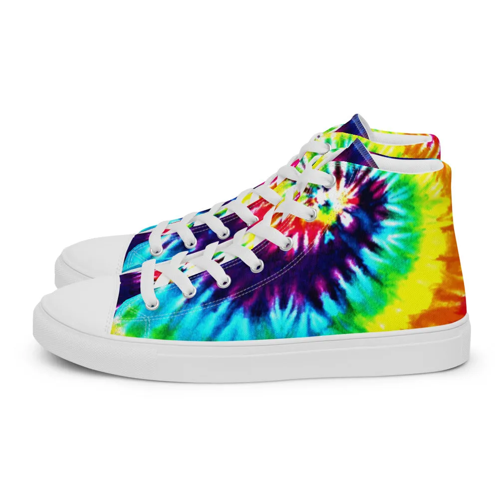 Rainbow Tie Die Men’s High Top Canvas Shoes