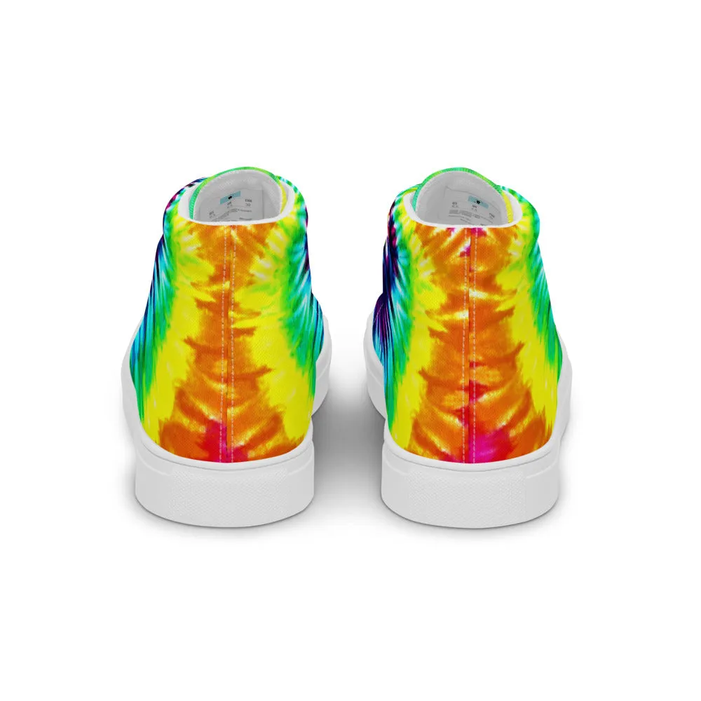 Rainbow Tie Die Men’s High Top Canvas Shoes