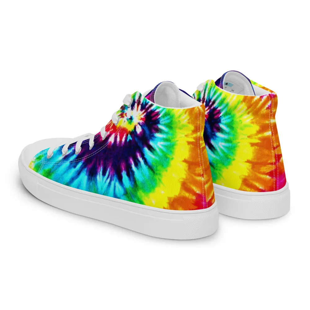 Rainbow Tie Die Men’s High Top Canvas Shoes