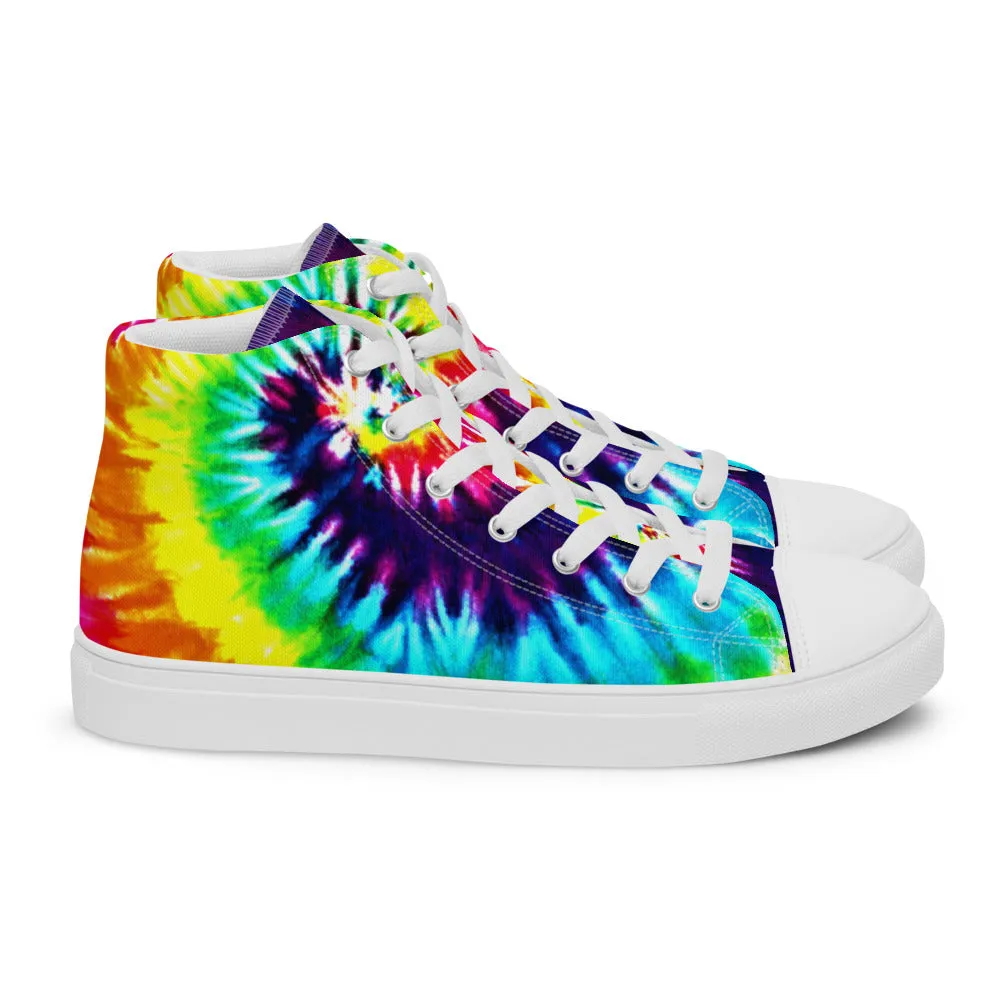 Rainbow Tie Die Men’s High Top Canvas Shoes