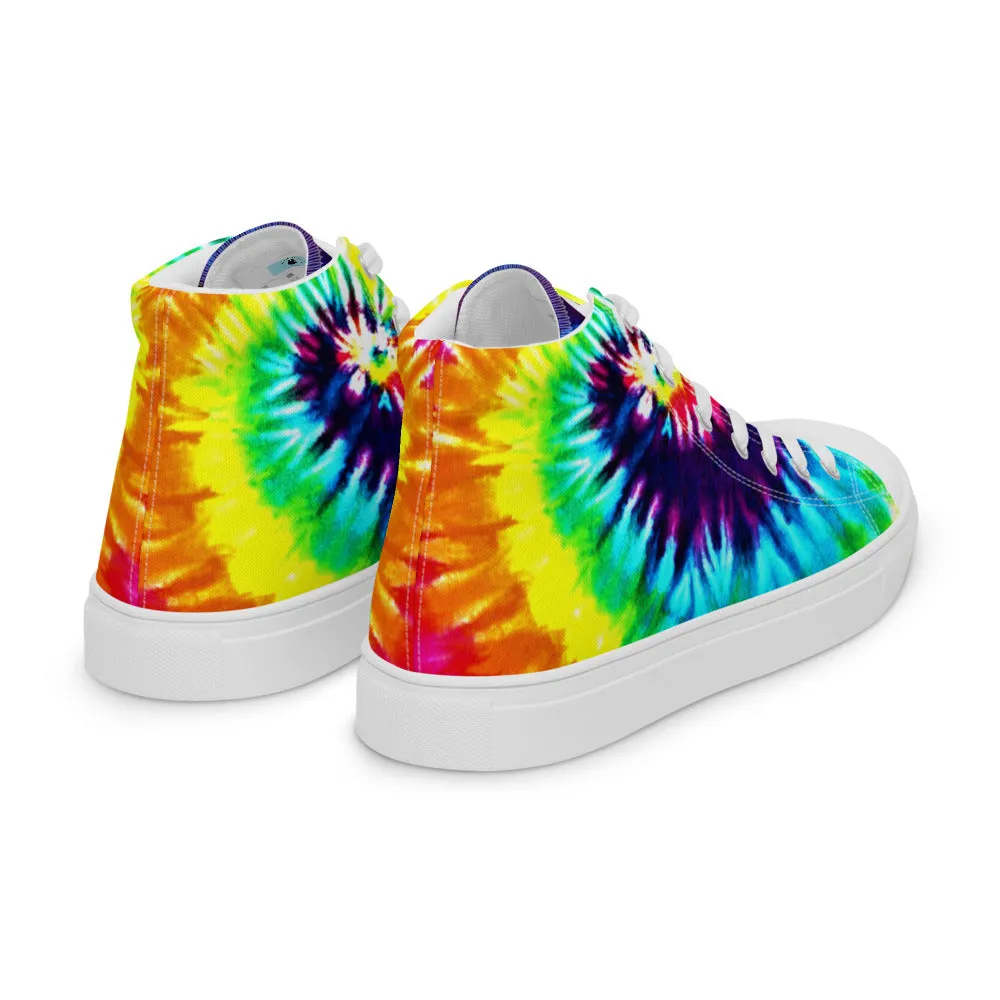 Rainbow Tie Die Men’s High Top Canvas Shoes