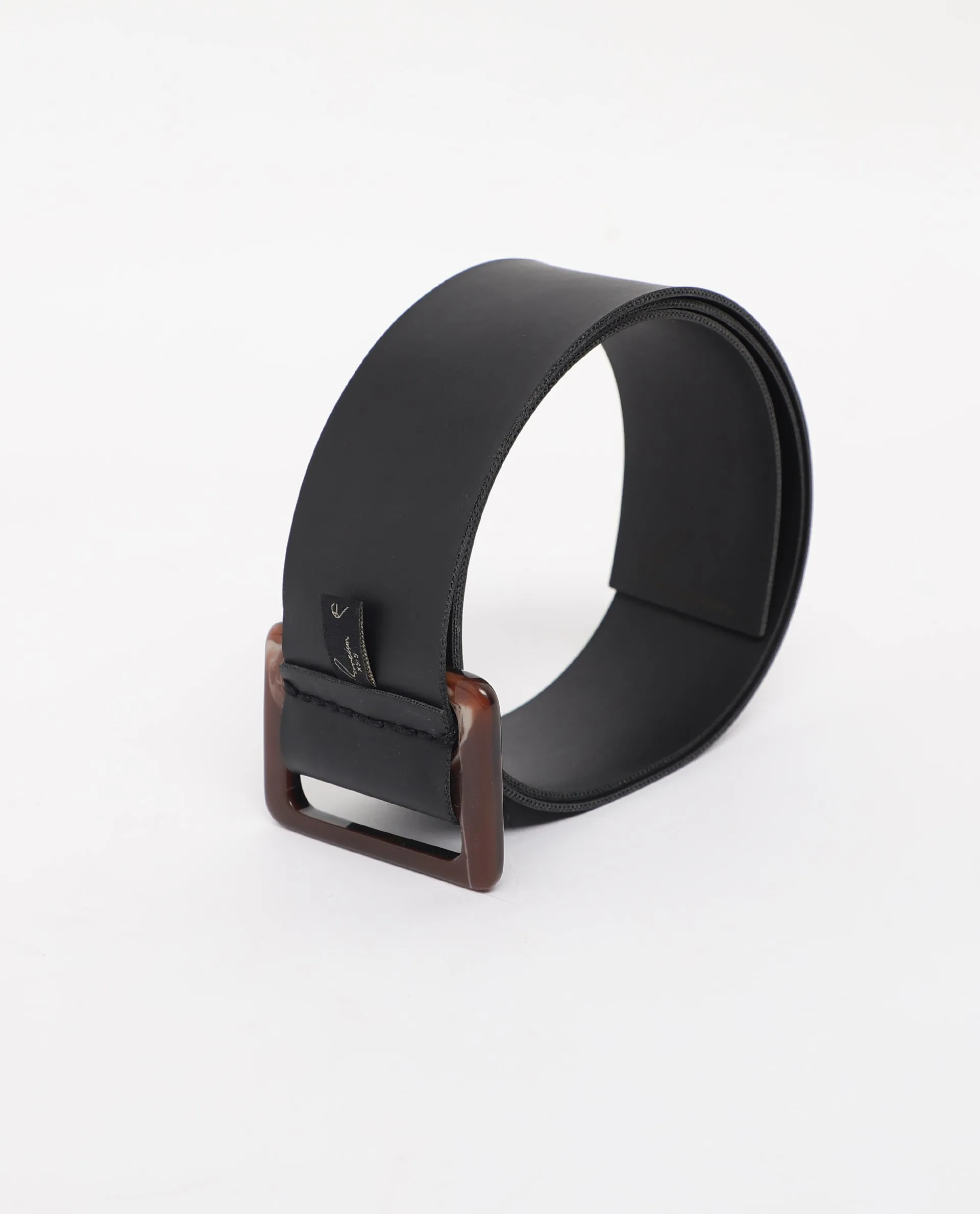 Rareism Women Captcha Black Solid Leather Belt