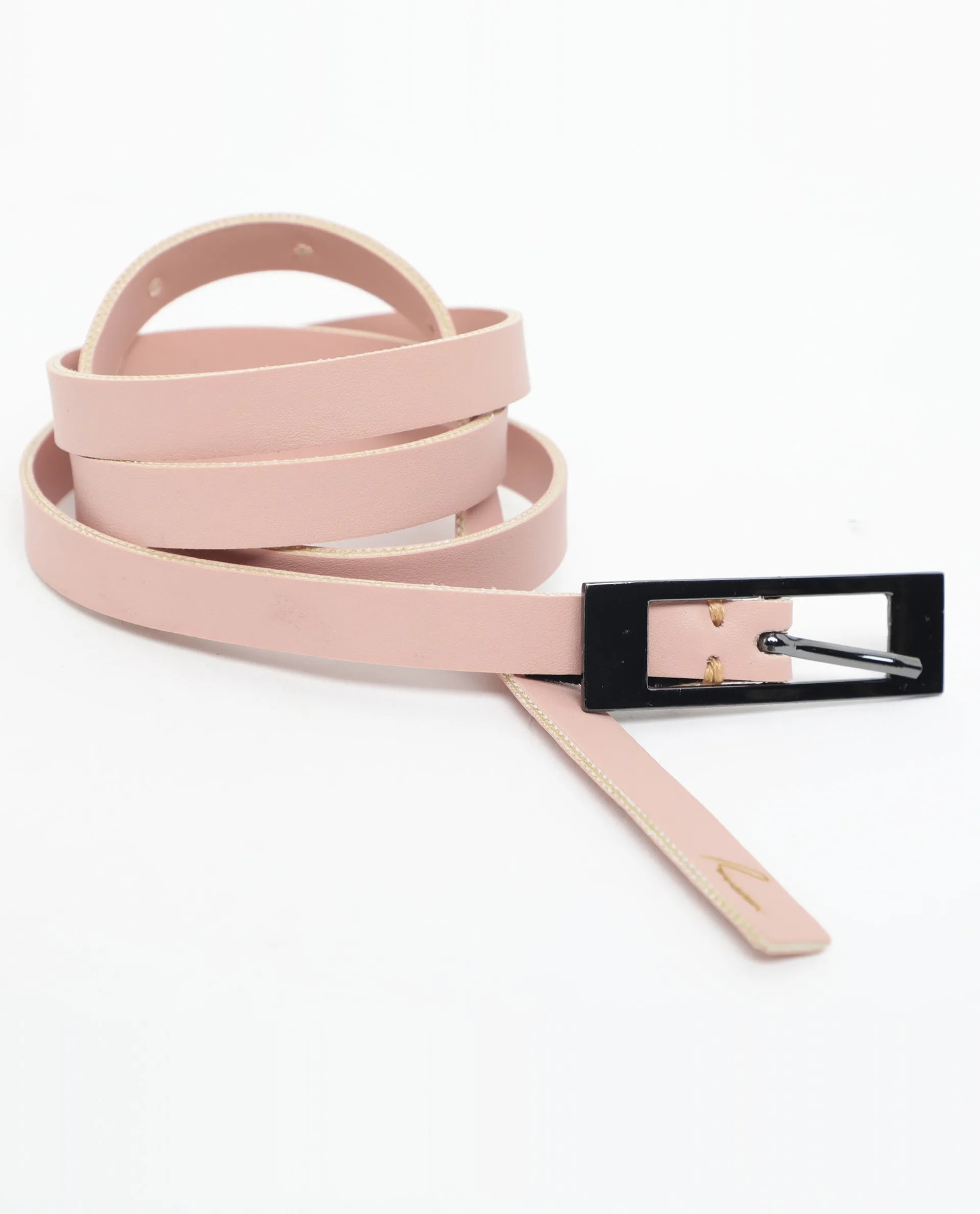 Rareism Women Captcha Dusky Pink Solid Leather Belt