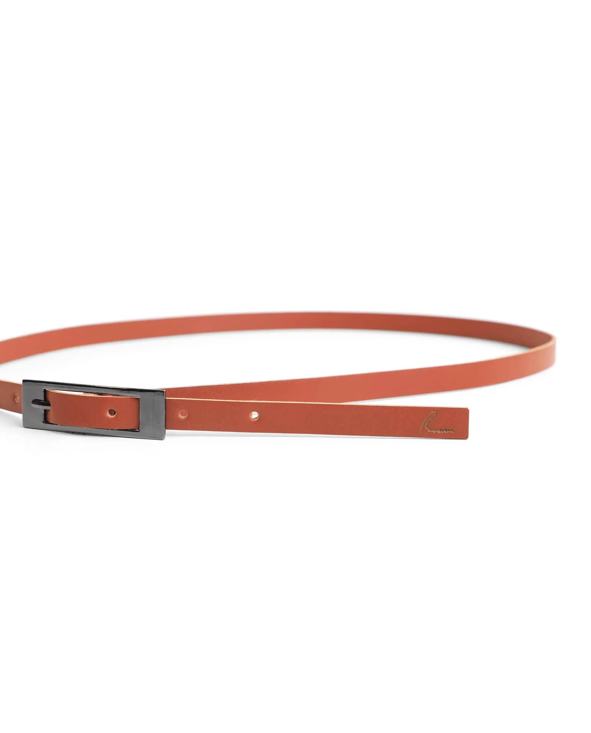 Rareism Women Captcha Light Tan Solid Leather Belt