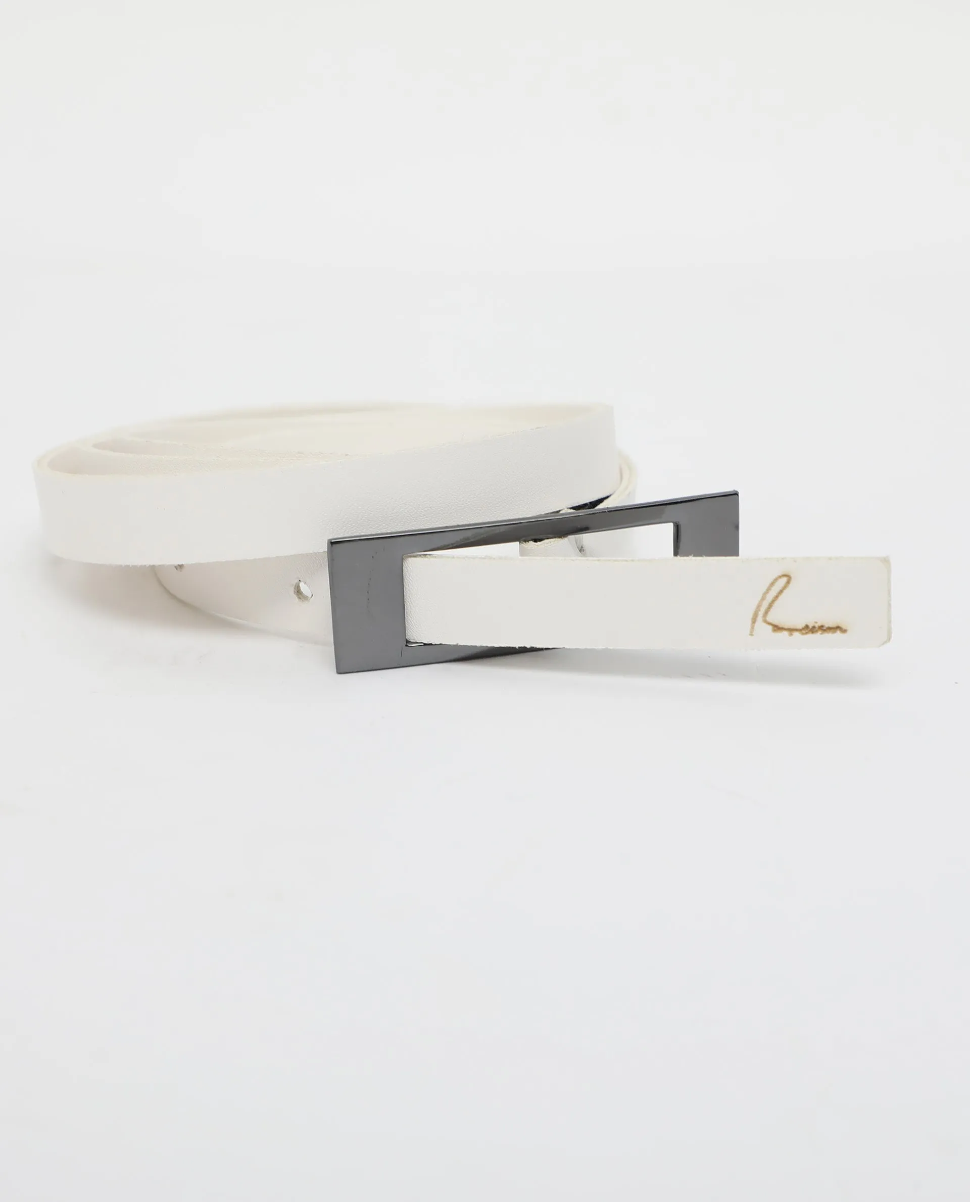 Rareism Women Captcha White Solid Leather Belt