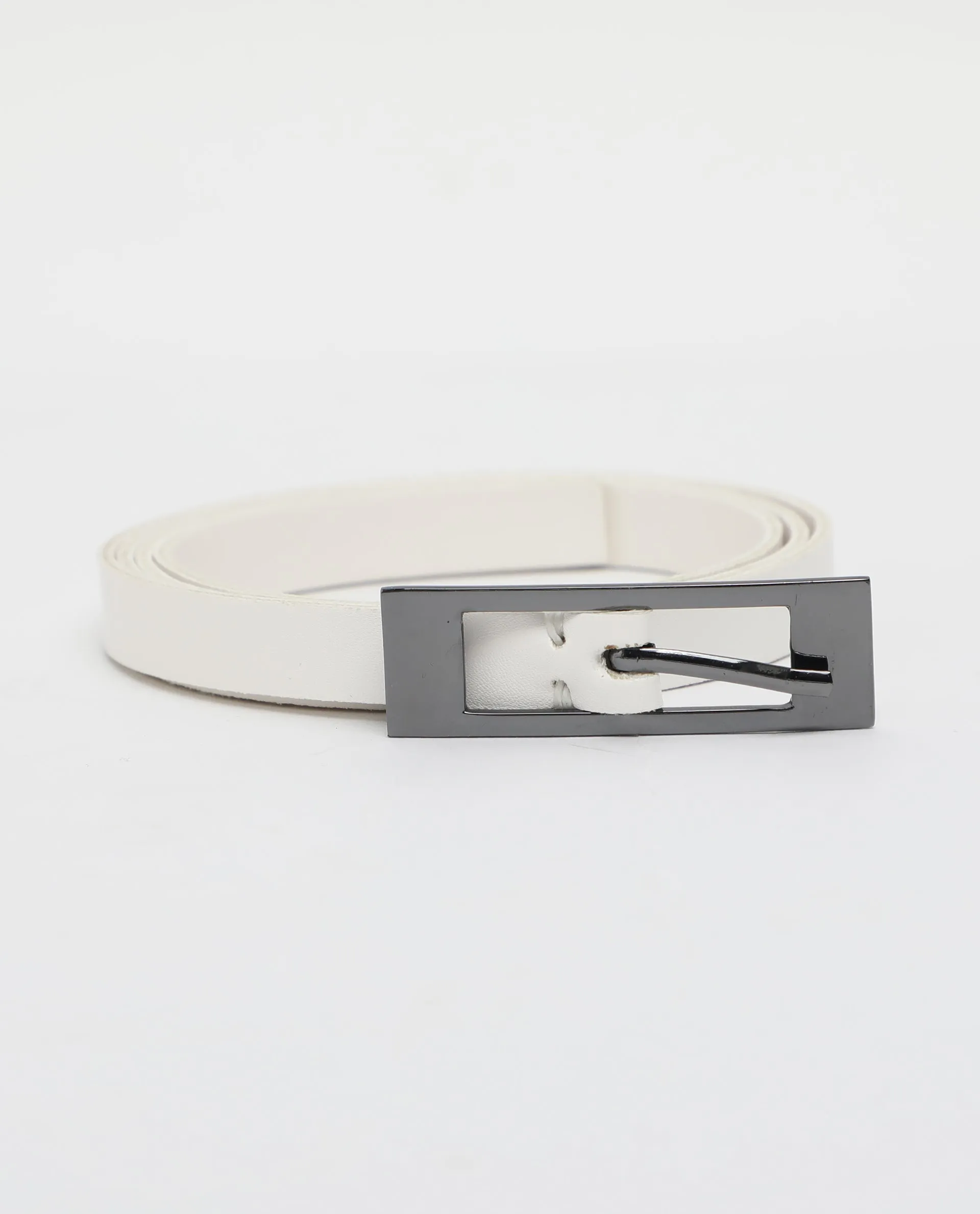 Rareism Women Captcha White Solid Leather Belt