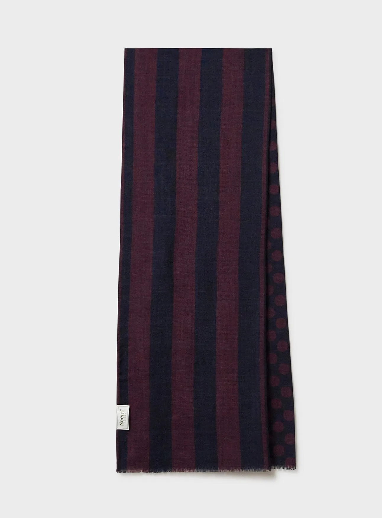 Recycled Double Faced Burgundy and Navy Spot Scarf