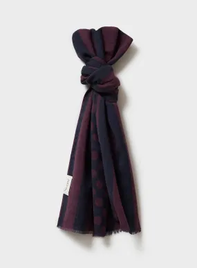 Recycled Double Faced Burgundy and Navy Spot Scarf