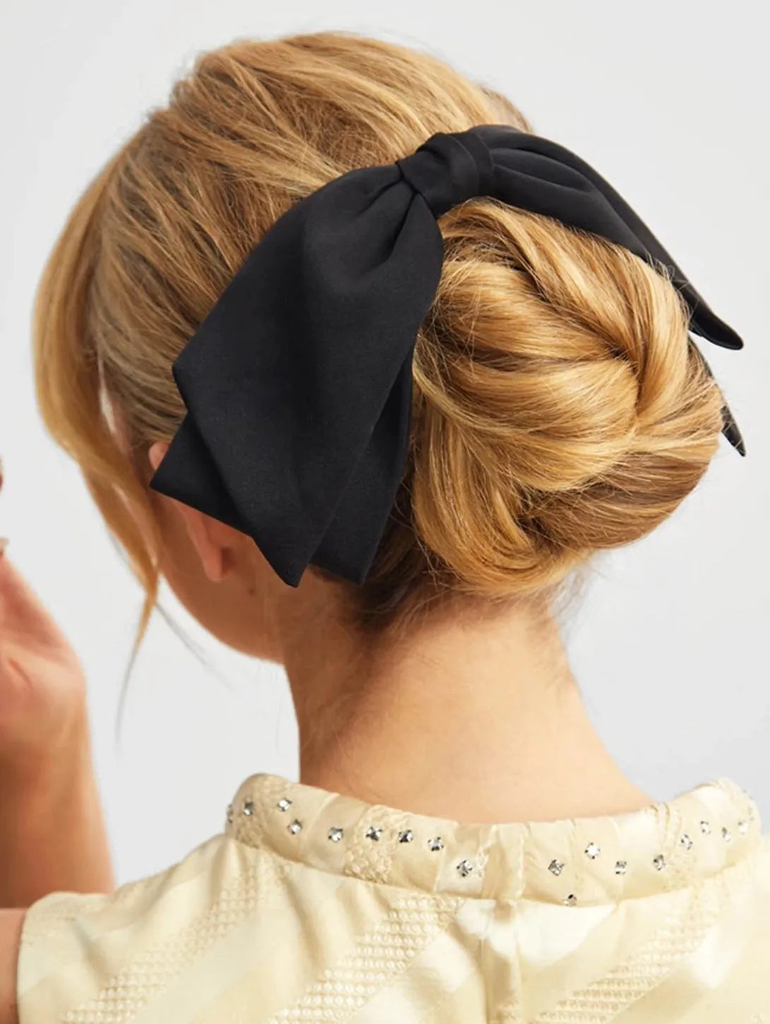 Recycled Fabric Bow Hair Clip - Black