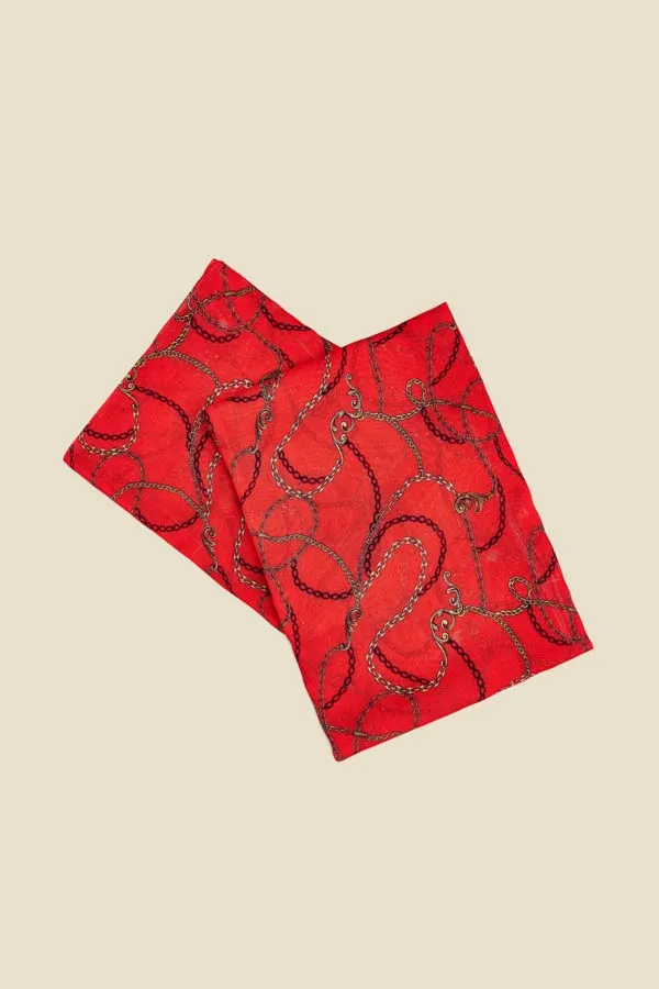 Red Chain Print Scarf