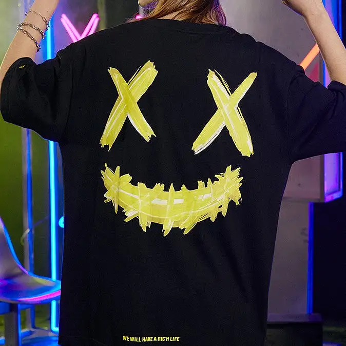 Rickyisclown [RIC] Basic Painting Smiley Tee Black Yellow [R20200506e-YYYY]