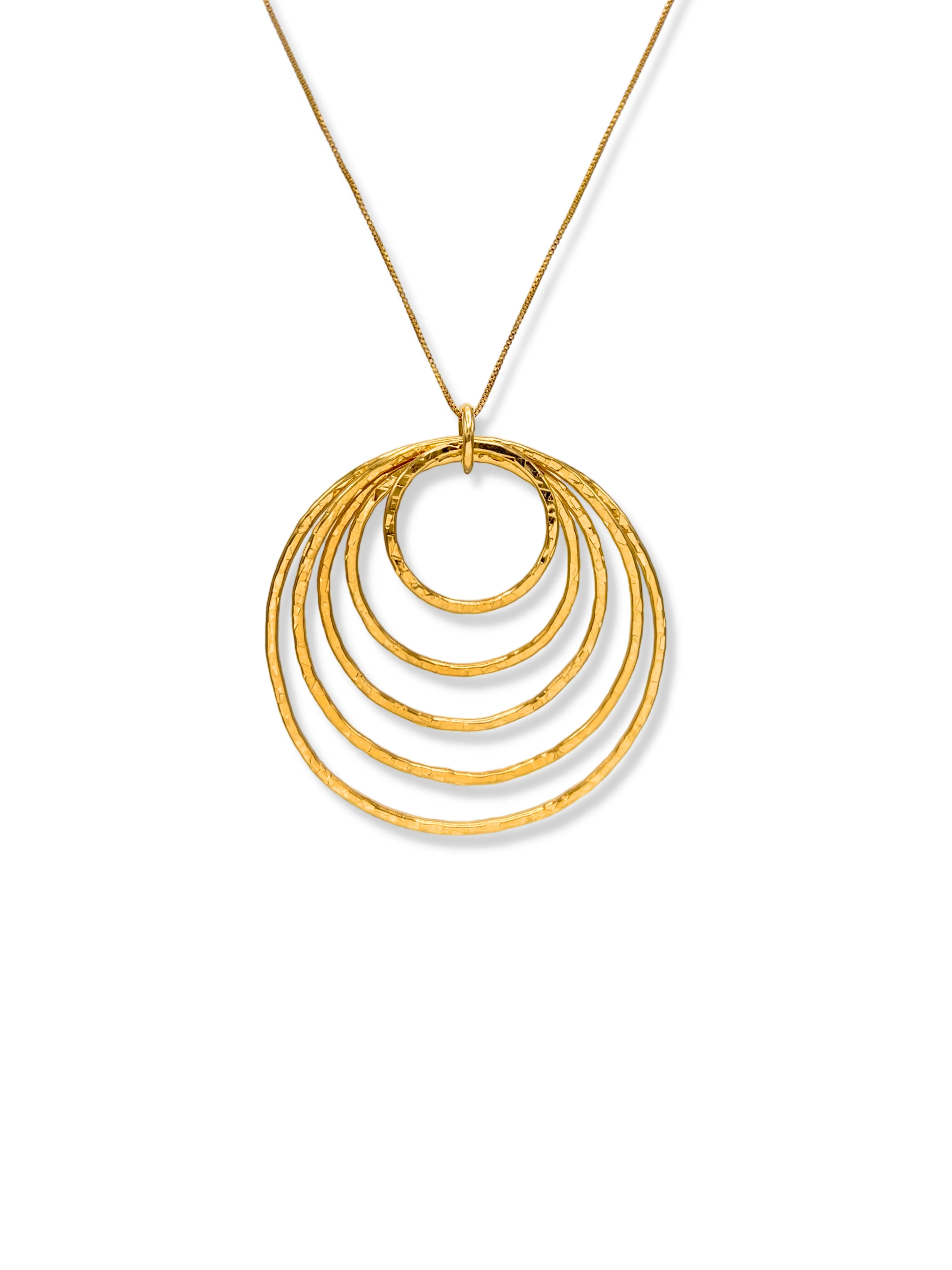 Ripple Textured Gold Pendant Necklace