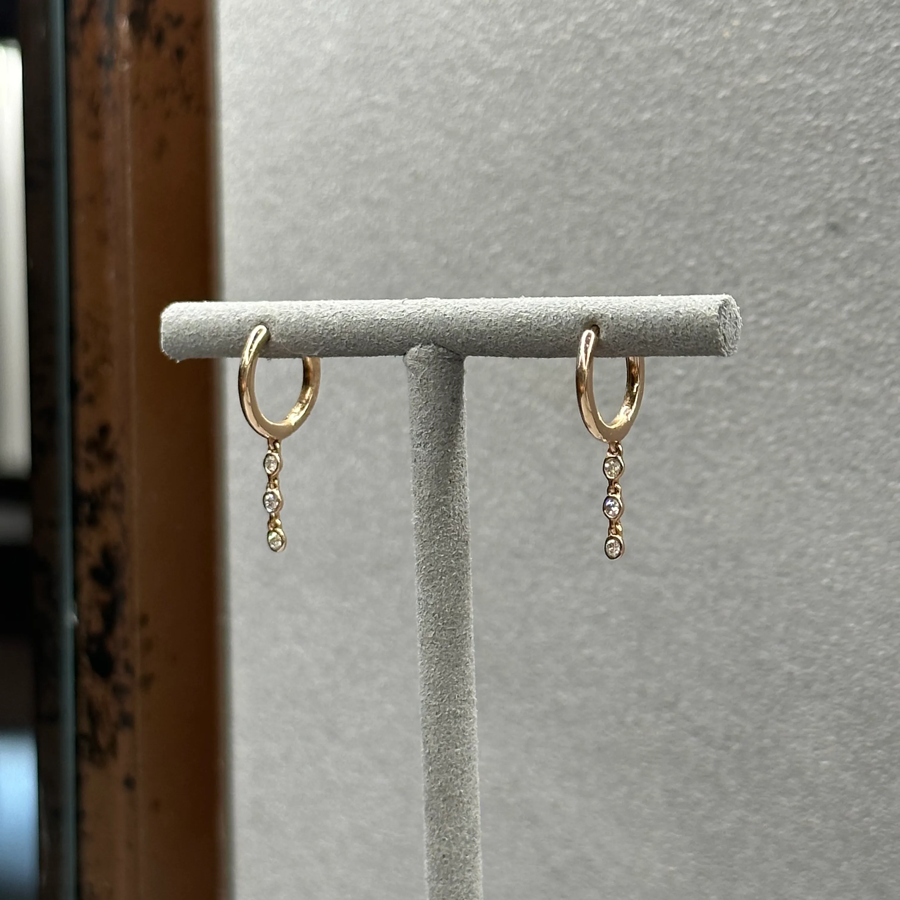 Rose Gold Diamond Bezel Drop Earrings