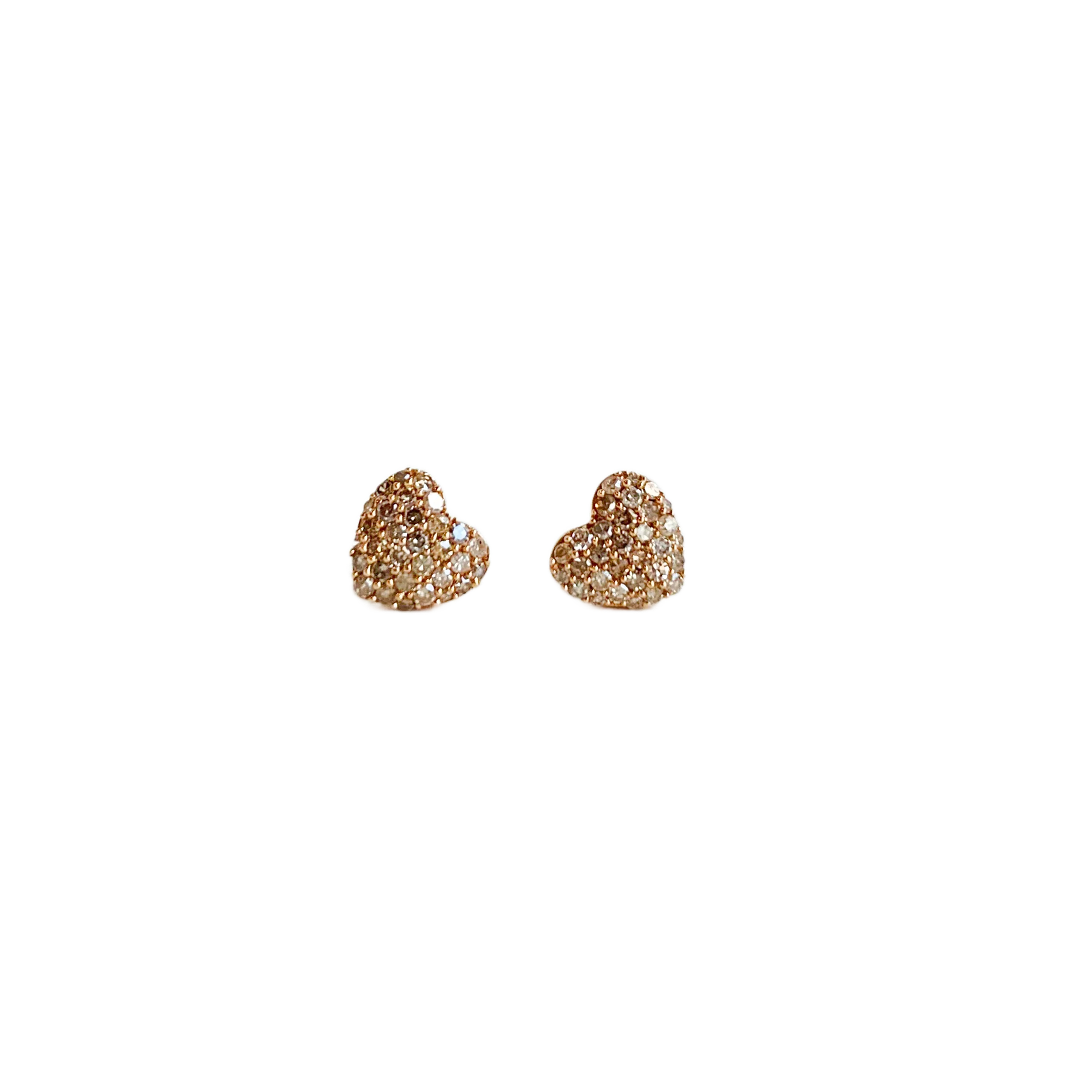 Rose Gold Pave Heart Studs