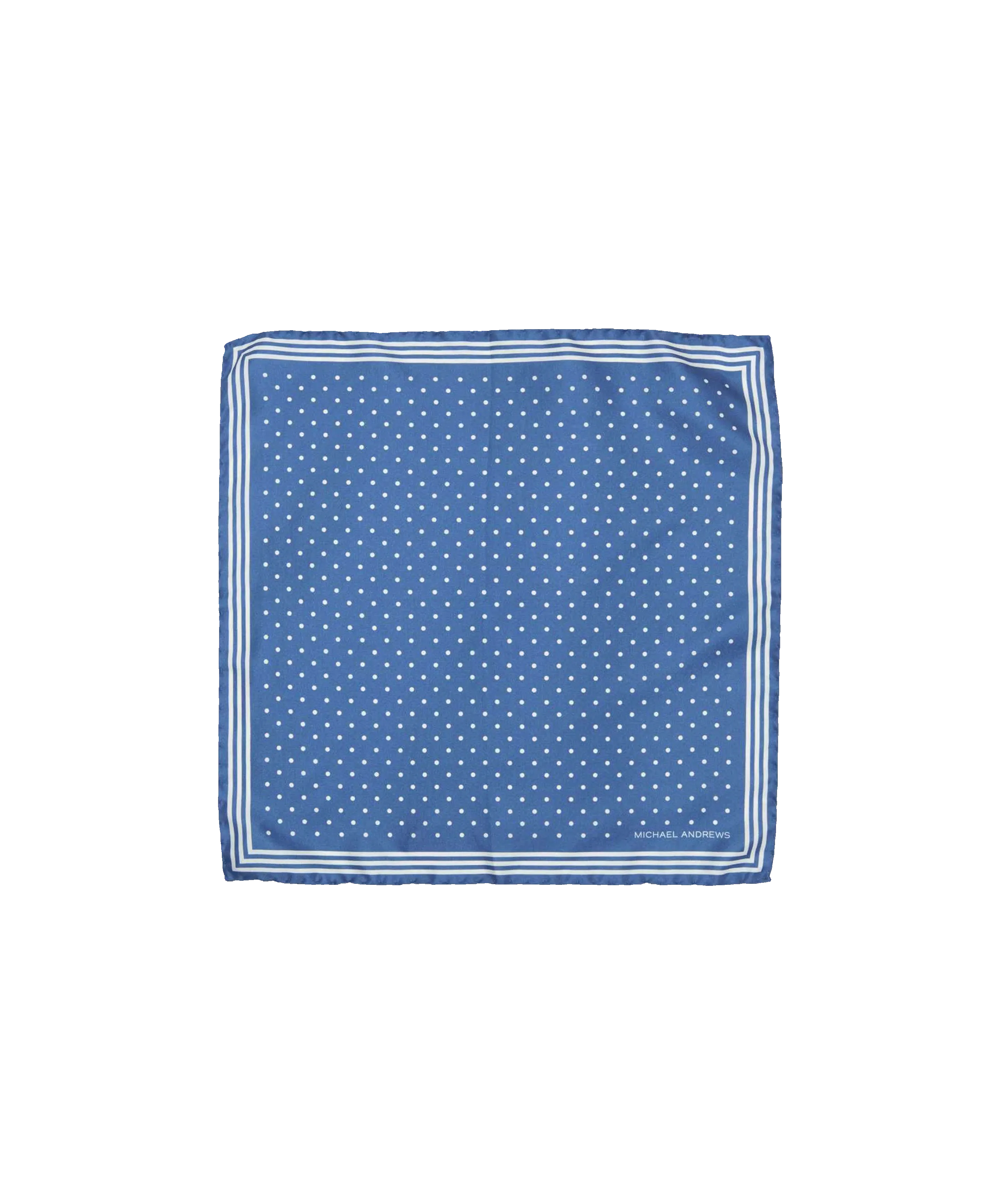 Royal Blue Pocket Square with Classic White Polka Dots and Striped Border | He Spoke Style