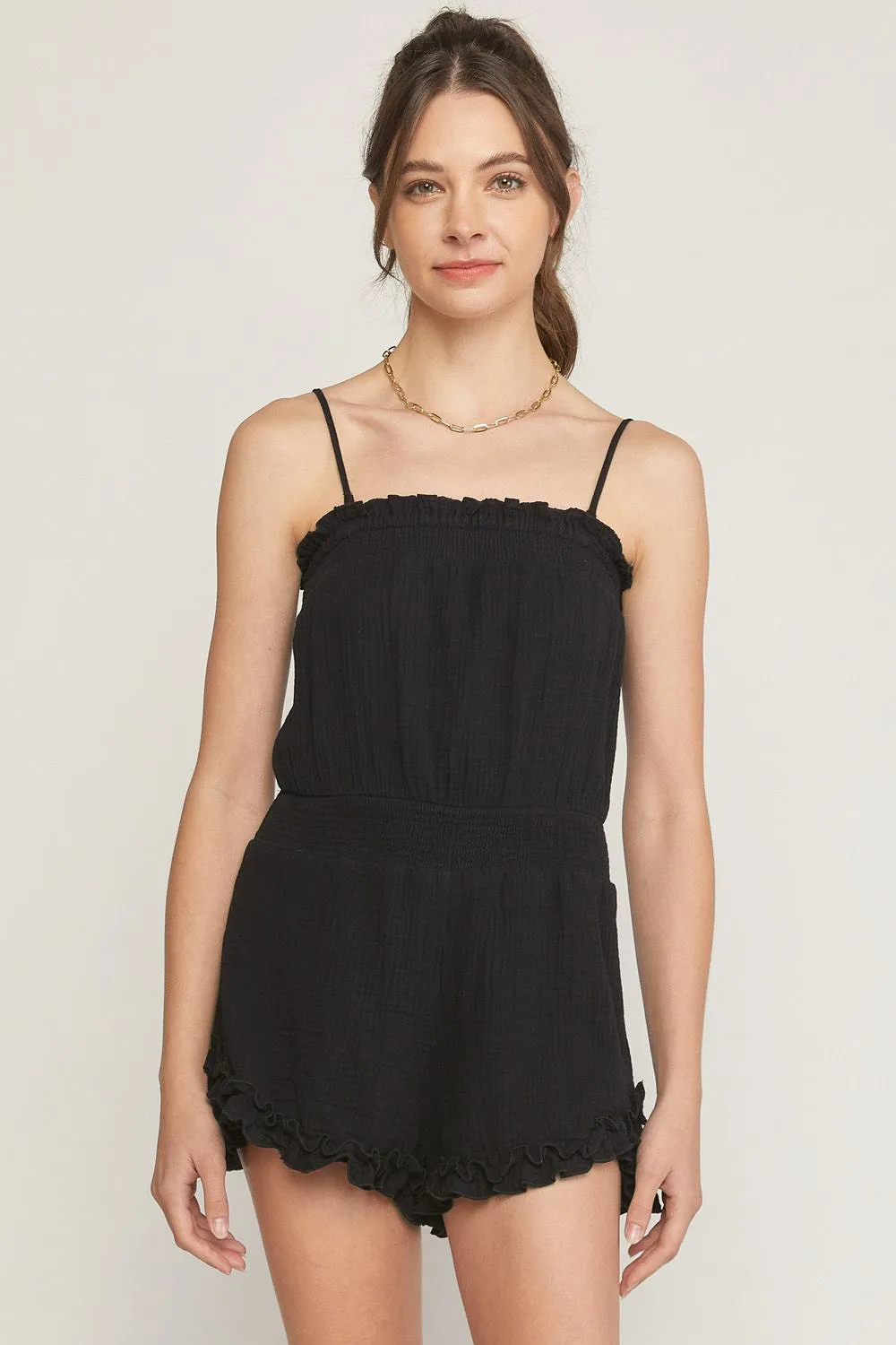 Ruffle Romper - Black